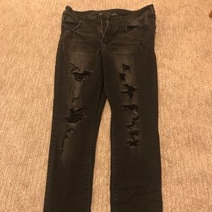 Black high waisted ripped american eagle jeans